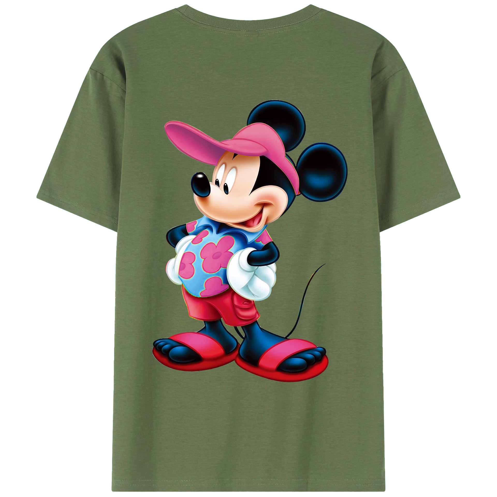 （画像用） ミッキーマウス Mickey Mouse 綿100％ メンズ半袖Tシャツ（バックプリント） 通気性